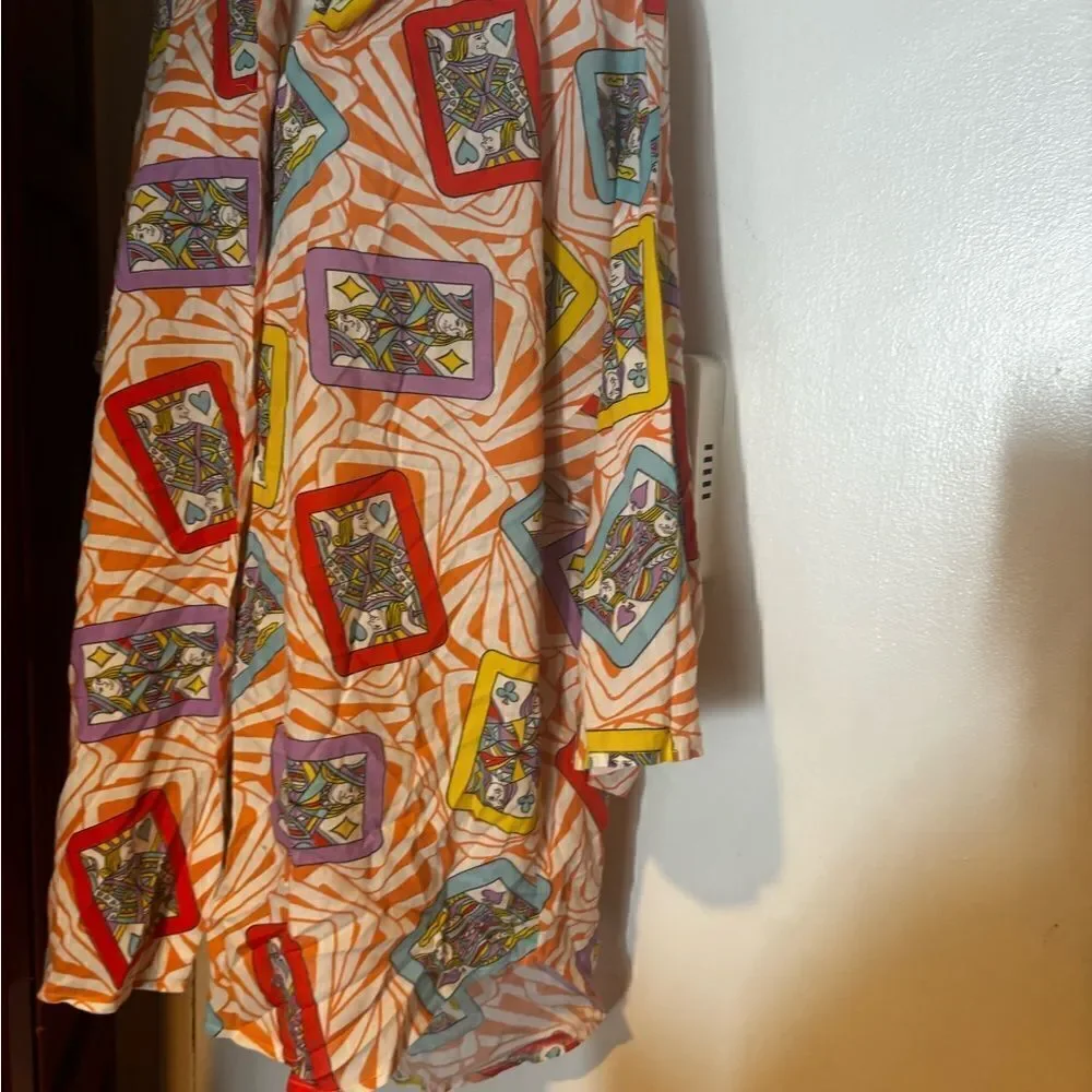 vintage dress shirt playing cards logo deck of cards top bright blouse y2k rare